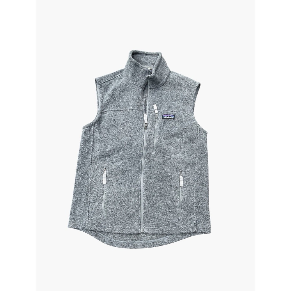 Patagonia Men's Gray Full Zip Vest Stand-Up Collar Logo Size Small